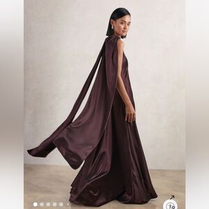 Reiss Satin Maxi Dress in Deep Plum